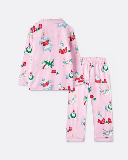 Kids' Unicorn Collared Christmas Pyjamas for Snug Nights