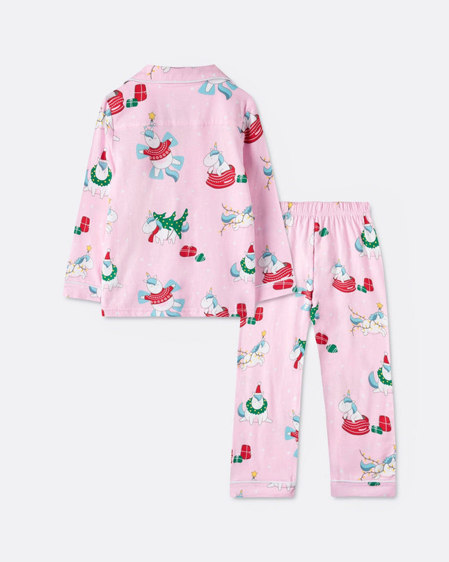 Kids' Unicorn Collared Christmas Pyjamas for Snug Nights