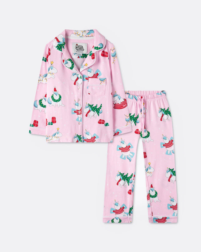Kids' Unicorn Collared Christmas Pyjamas for Snug Nights