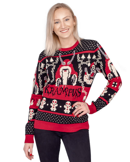 Krampus-Strickpullover für Damen – Hässlicher Weihnachtspullover