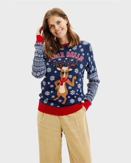 Weihnachtspullover mit Glöckchenmotiv für Damen