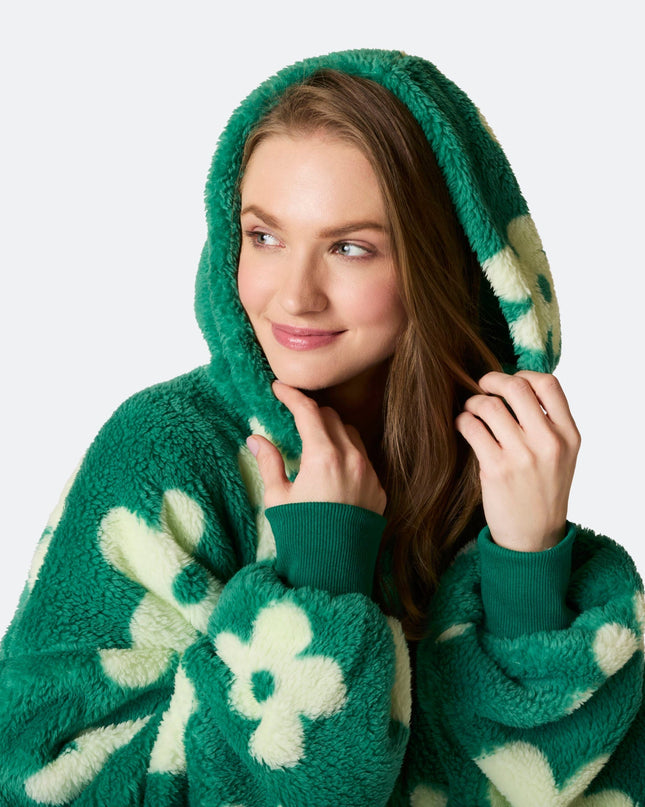 Blumen-Grüner Teddy-Hoodie für Frühlingsgefühle