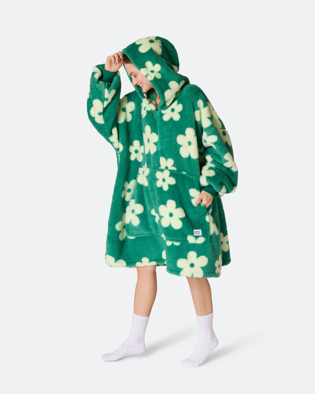 Flower Green Sherpa HappyHoodie