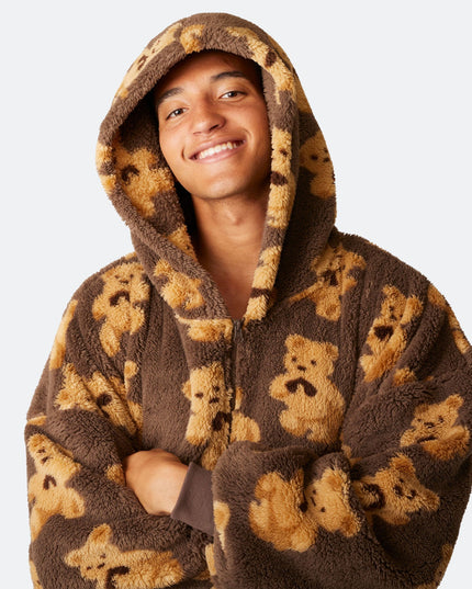 Dunkler Teddy-Hoodie für ultimativen Komfort