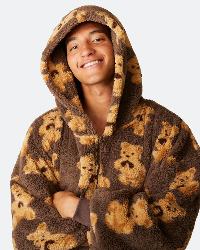Dunkler Teddy-Hoodie für ultimativen Komfort