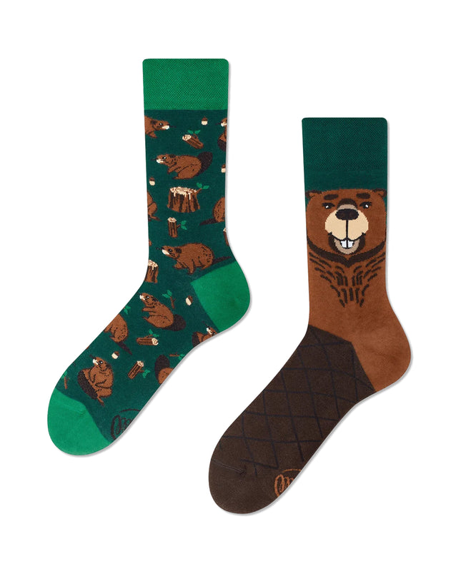 Socken mit vielen Morgen - Biber-Fersen-Design