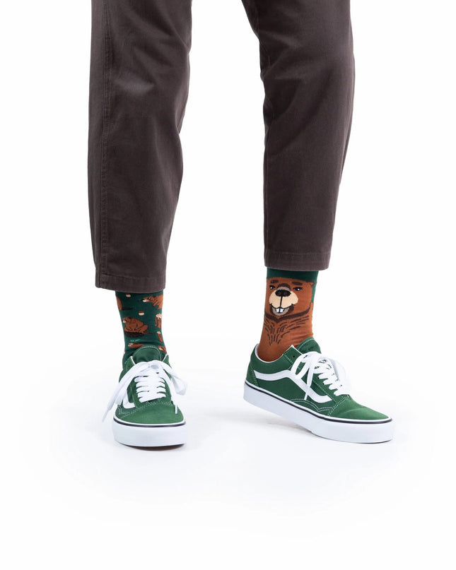 Socken mit vielen Morgen - Biber-Fersen-Design