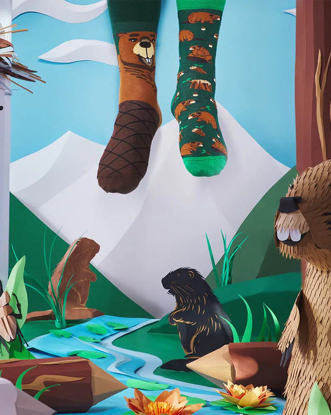 Socken mit vielen Morgen - Biber-Fersen-Design