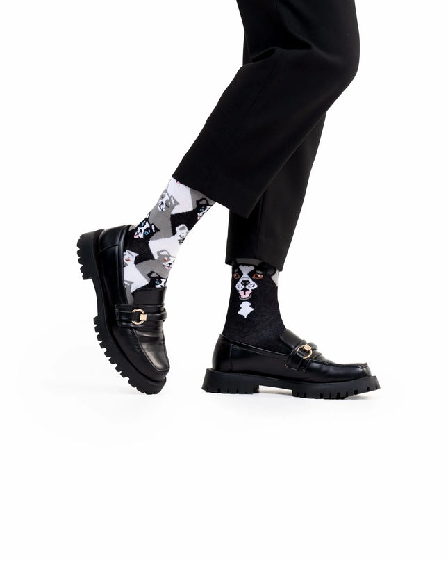 Socken mit dem Aufdruck „Viele Morgen“ – Design „Schwarzer Hund“ | Tags: Weihnachtssocken