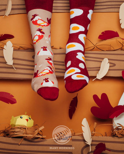 Many Mornings Zokni - Egg and Chicken Fun Socks