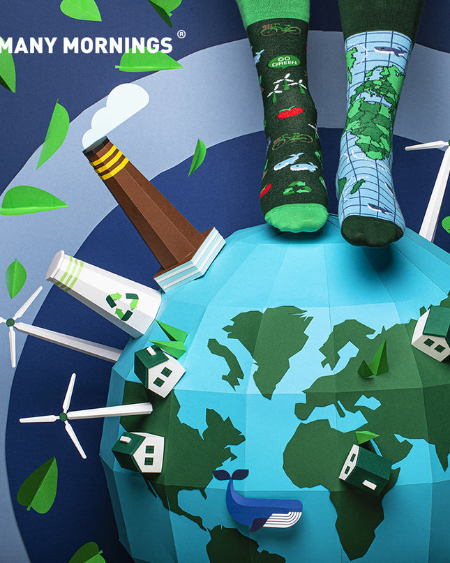 Many Mornings Zokni – Rettet den Planeten! Lustige Socken für alle Altersgruppen.