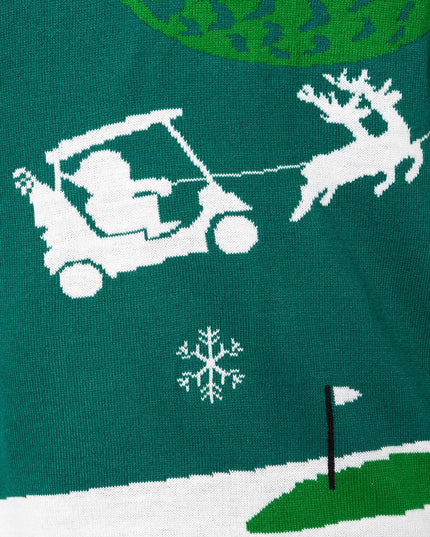 Weihnachtspullover für Herren mit Golfmotiv und Weihnachtsmann