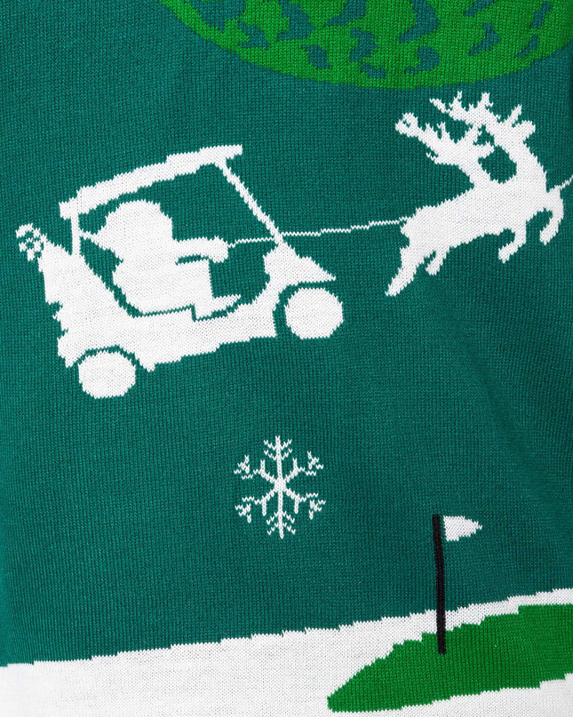 Weihnachtspullover für Herren mit Golfmotiv und Weihnachtsmann