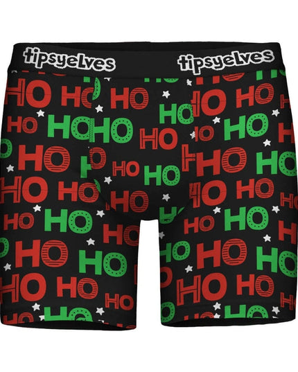 Men's Red and Green Ho Ho Ho Boxer Briefs