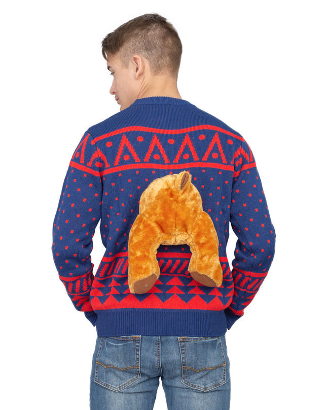 Navy 3D Moose Design Ugly Christmas Sweater