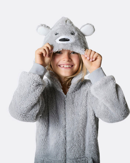 Grauer Teddybär-Einteiler für Kinder