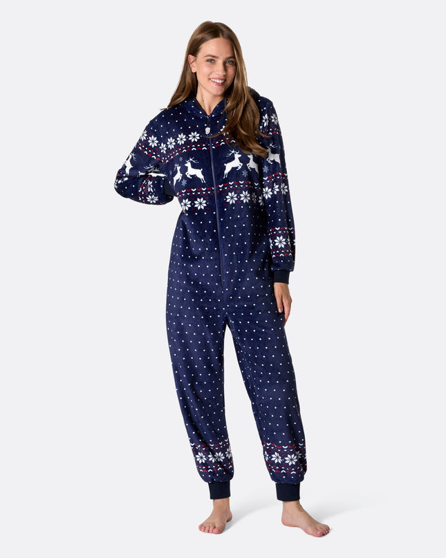 Women's Blue Christmas Onesie