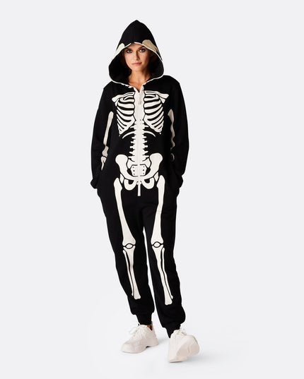 Halloween-Einteiler mit Skelettmotiv für Damen