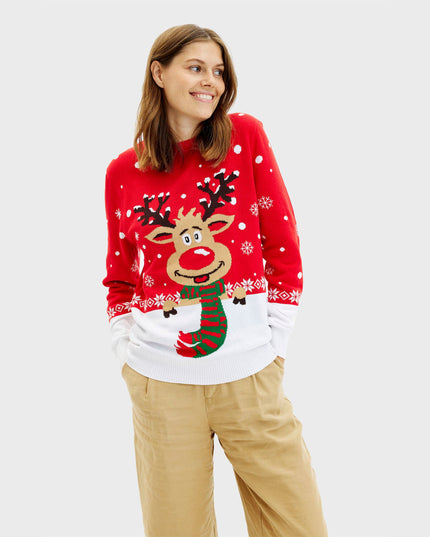 Rudolph Red Christmas Sweater for Women - Family Holiday Style
