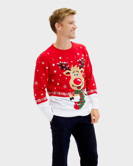 Rudolph Red Christmas Sweater for Men - Family Holiday Style