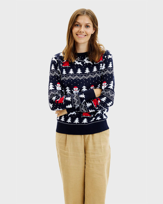 Stylish Navy Christmas Sweater for Women