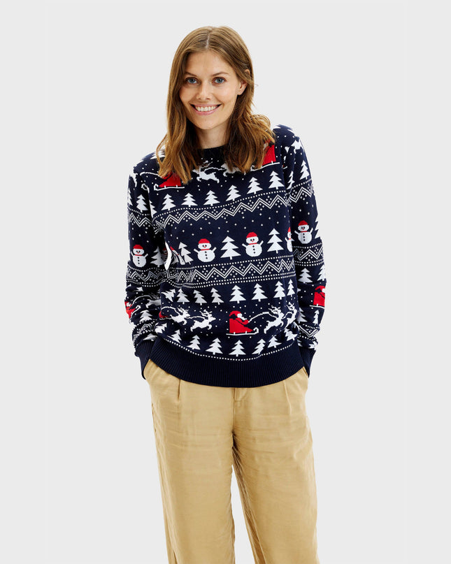 Stylish Navy Christmas Sweater for Women