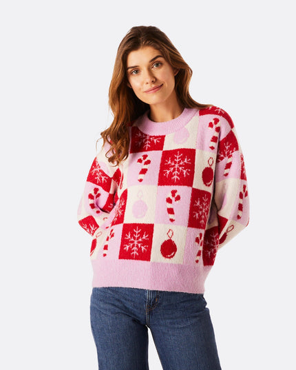 Damen-Weihnachtspullover im Oversize-Stil mit quadratischem Schnitt