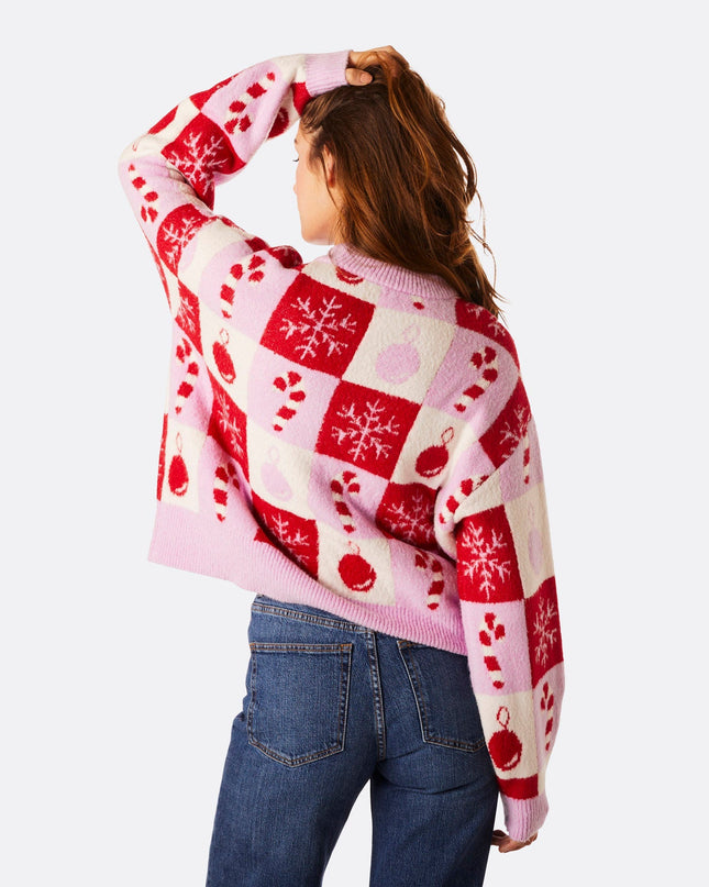 Damen-Weihnachtspullover im Oversize-Stil mit quadratischem Schnitt