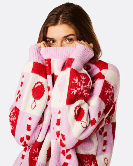 Damen-Weihnachtspullover im Oversize-Stil mit quadratischem Schnitt