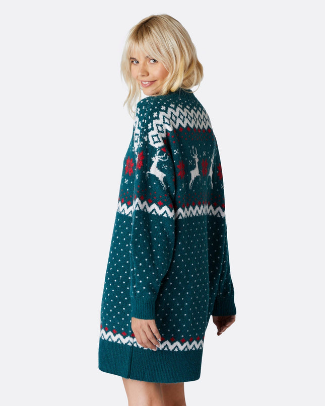 Grünes Oversize-Weihnachtskleid für Damen