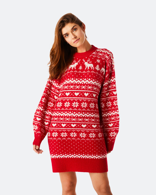 Women's Red Oversized Christmas Dress