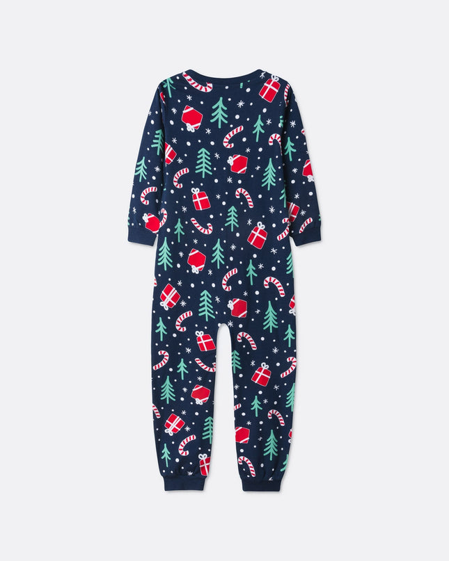 Blue Christmas Overall Pajamas for Kids