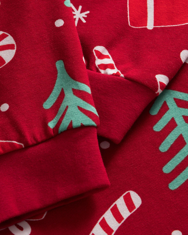 Roter Weihnachtspyjama mit Muster für Kinder