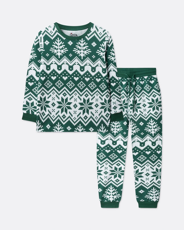 Kids' Green Knit Christmas Pajamas