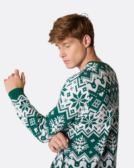 Men's Green Christmas Knit Pyjamas for Festive Comfort