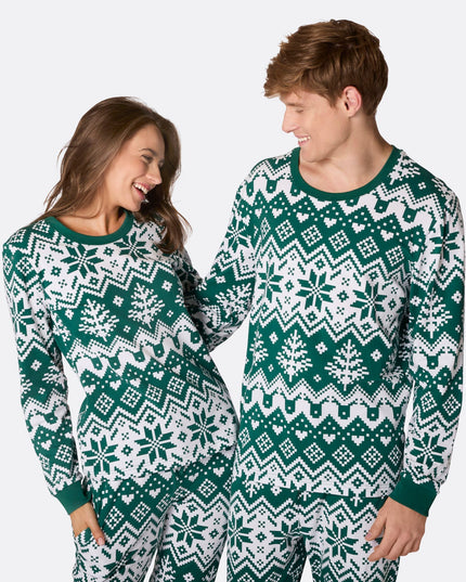 Men's Green Christmas Knit Pyjamas
