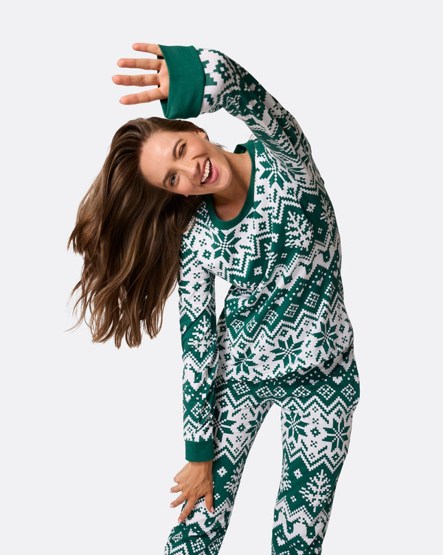 Women's Green Knit Christmas Pajamas