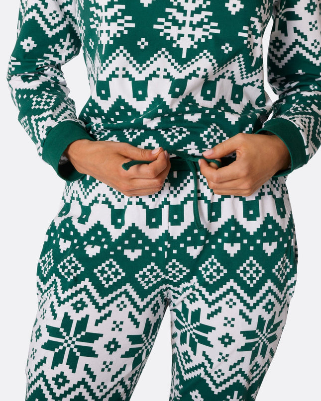 Women's Green Knit Christmas Pajamas