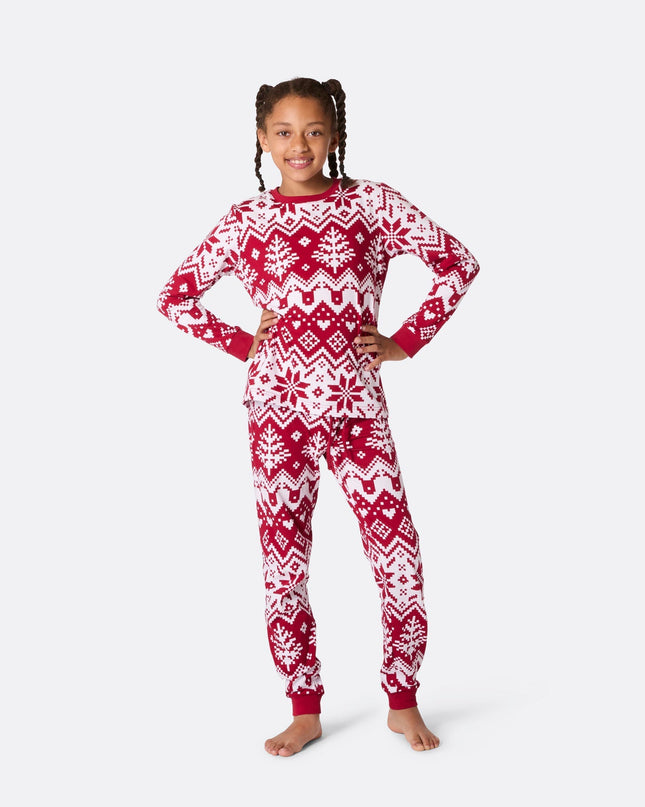 Roter Weihnachtsstrickpyjama für Kinder