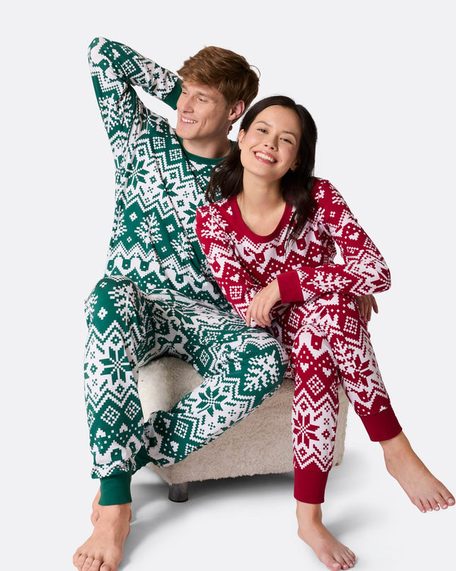 Grüner Weihnachtsstrickpyjama für Damen