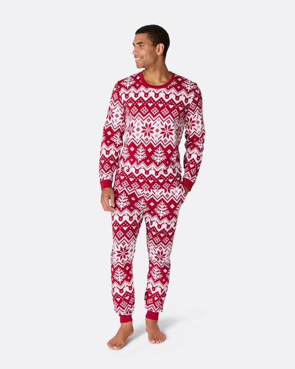 Roter Weihnachtsstrickpyjama für Herren