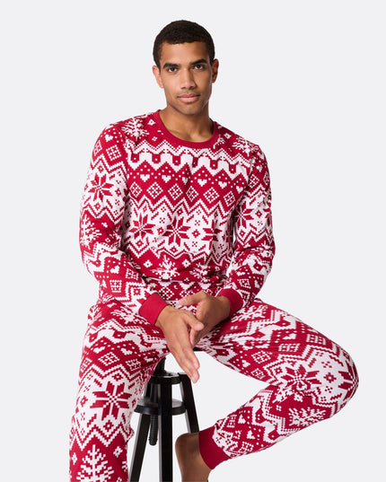 Roter Weihnachtsstrickpyjama für Herren