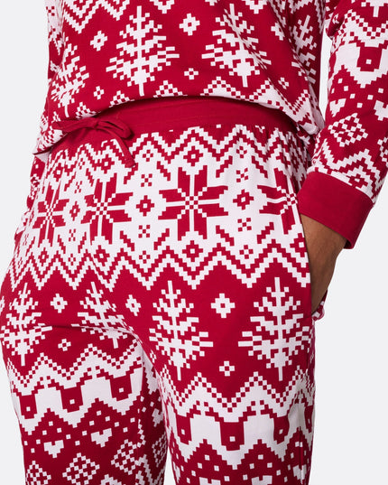 Roter Weihnachtsstrickpyjama für Herren