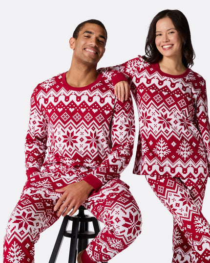 Roter Weihnachtsstrickpyjama für Damen