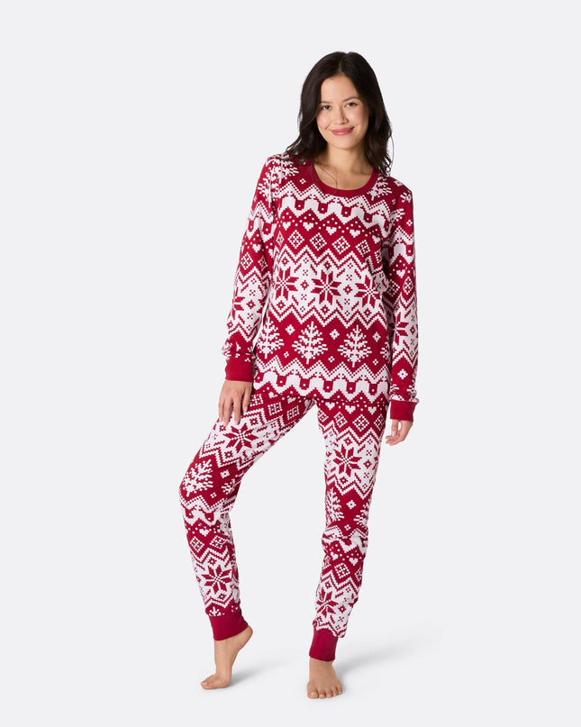 Roter Weihnachtsstrickpyjama für Damen