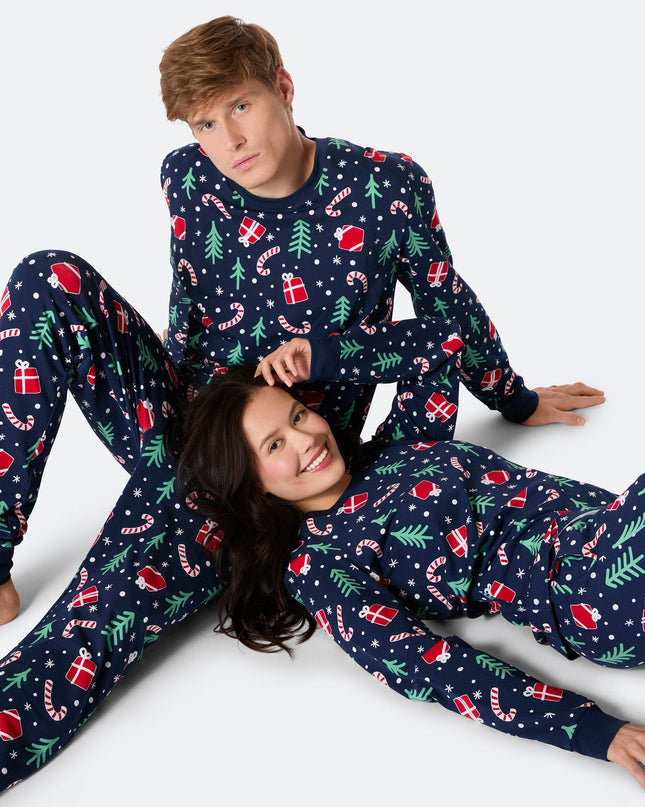 Women's Blue Christmas Pattern Pajamas