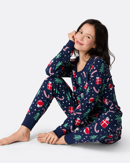 Women's Blue Christmas Pattern Pajamas