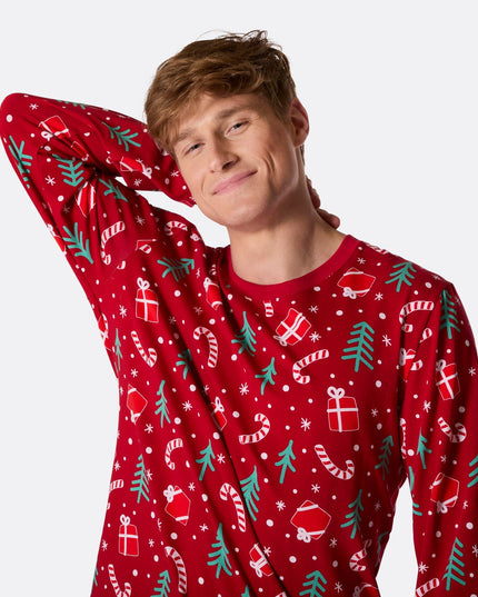Men's Red Christmas Pattern Pyjamas