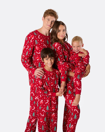 Roter Kinder-Overall mit Weihnachtsmuster