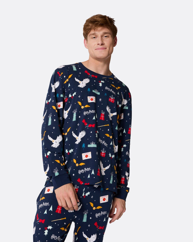 Blauer Harry-Potter-Familienpyjama | Magisches Urlaubs-Schlafset